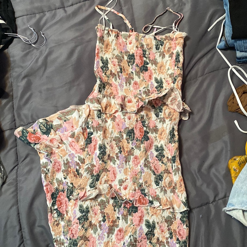 Pink Floral Maxi Column Dress
